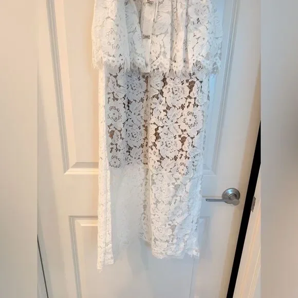 NWOT Self-Portrait WHITE LACE PEPLUM MIDI DRESS, size US4 - Picture 11 of 16